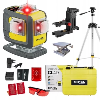 MULTI-LASER KRZYŻOWY NIVEL SYSTEM CL4D-R CZERWONY (4 X 360) + Statyw SJJ-M1 EX