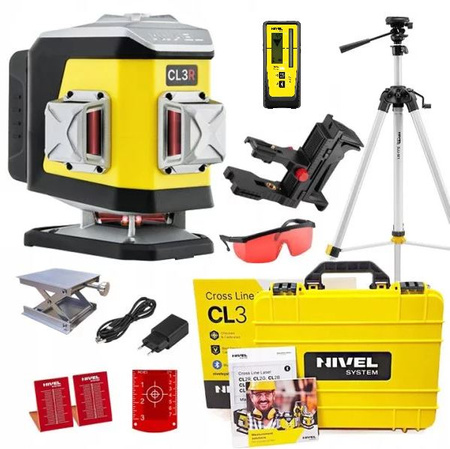 Nivel System CL3R Laser Krzyżowy 3x360 Czerwony + Statyw SJJ-M1 EX + Czujnik RD 800 DIGITAL