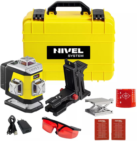 Nivel System CL4R Laser Krzyżowy 4x360 Czerwony + Tyczka LP-36