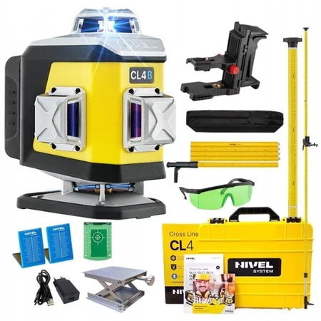 Nivel System CL4B Laser Krzyżowy 4x360 Niebieski + Tyczka LP-36