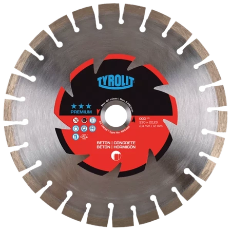 TARCZA DIAMENTOWA TYROLIT PREMIUM DCC*** 350 MM DO BETONU (SZEROKOŚĆ 3,2 MM, OTWÓR MONTAŻOWY 25,4 MM)