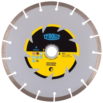TARCZA DIAMENTOWA TYROLIT BASIC DCU 230 MM DO BETONU, CEGŁY I KAMIENIA NATURALNEGO (SZEROKOŚĆ 2,6 MM)
