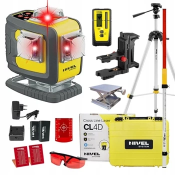 MULTI-LASER KRZYŻOWY NIVEL SYSTEM CL4D-R CZERWONY (4 X 360) + Statyw SJJ-M1 EX + Czujnik RD 800 DIGITAL + ŁATA LS-24