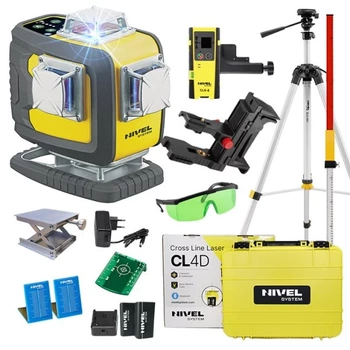 MULTI-LASER KRZYŻOWY NIVEL SYSTEM CL4D-B NIEBIESKI (4 X 360) + Statyw SJJ-M1 EX + Czujnik CLS-4 + ŁATA LS-24