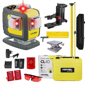 MULTI-LASER KRZYŻOWY NIVEL SYSTEM CL4D-R CZERWONY (4 X 360) + Tyczka LP-36