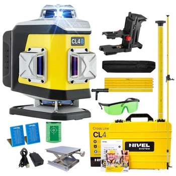 Nivel System CL4B Laser Krzyżowy 4x360 Niebieski + Tyczka LP-36