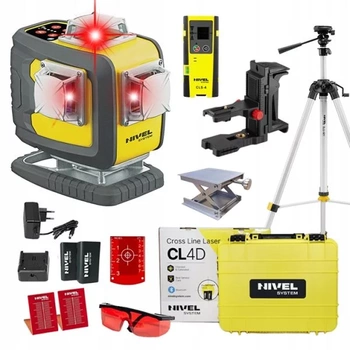 MULTI-LASER KRZYŻOWY NIVEL SYSTEM CL4D-R CZERWONY (4 X 360) + Statyw SJJ-M1 EX + Czujnik CLS-4