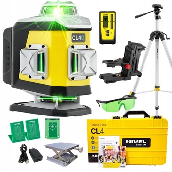 Nivel System CL4G Laser Krzyżowy 4x360 Zielony + Statyw SJJ-M1 EX + Czujnik RD 800 DIGITAL