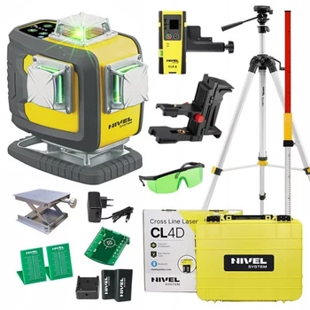 MULTI-LASER KRZYŻOWY NIVEL SYSTEM CL4D-G ZIELONY (4 X 360) + Statyw SJJ-M1 EX + Czujnik CLS-4 + ŁATA LS-24