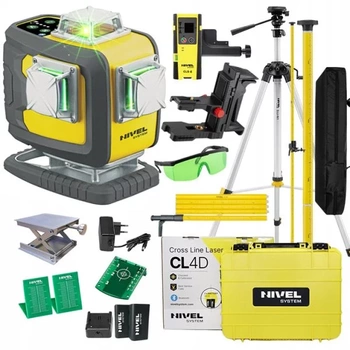 MULTI-LASER KRZYŻOWY NIVEL SYSTEM CL4D-G ZIELONY (4 X 360) + Statyw SJJ-M1 EX lub Tyczka LP-36 + Czujnik CLS-4