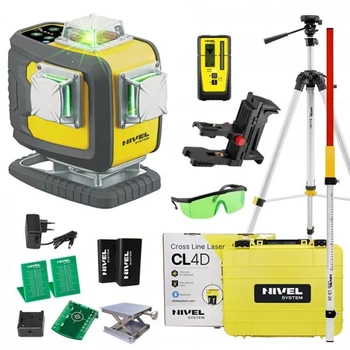MULTI-LASER KRZYŻOWY NIVEL SYSTEM CL4D-G ZIELONY (4 X 360) + Statyw SJJ-M1 EX + Czujnik RD 800 DIGITAL + ŁATA LS-24